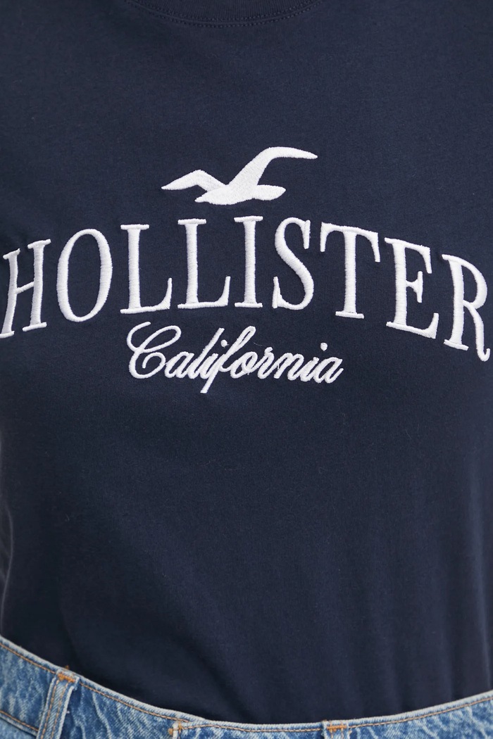 Bavlněné tričko Hollister Co. KI357.4017.200 námořnická modř