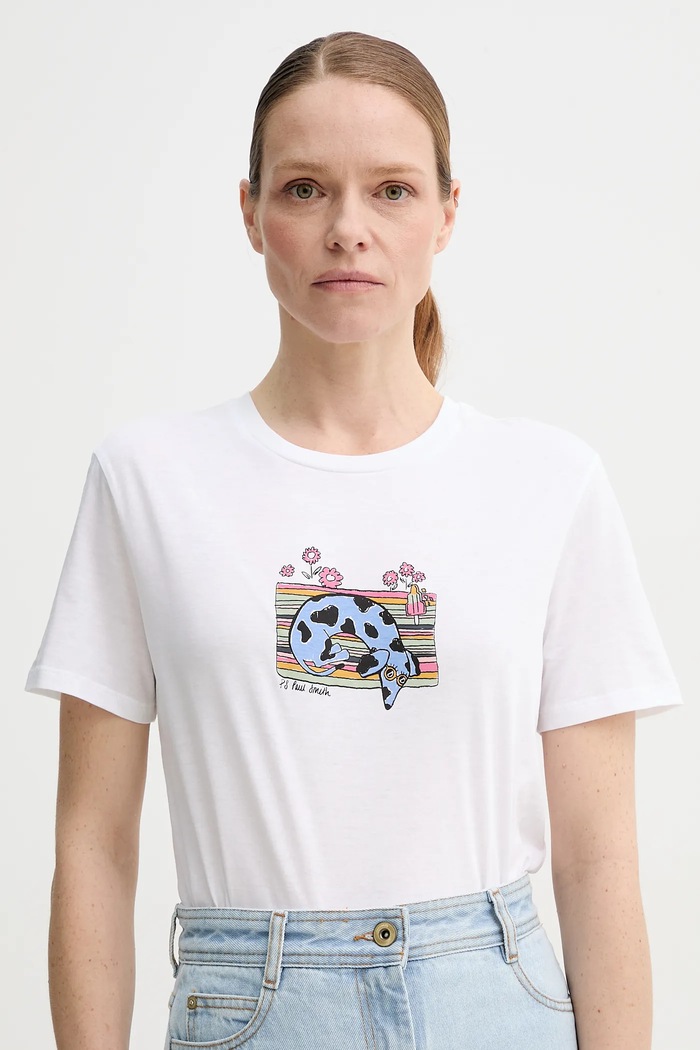 Pamučna majica PS Paul Smith Planet friendly bijela W2R.G799.PP4951
