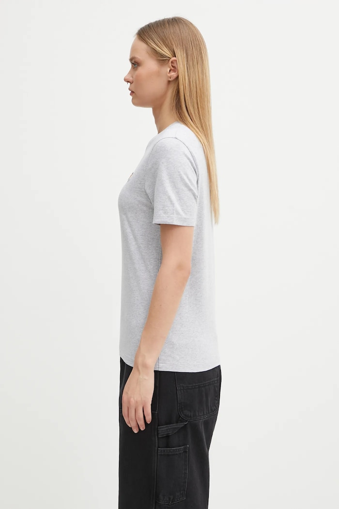 Βαμβακερό μπλουζάκι Maison Kitsuné Fox Head Patch LW00105KJ0008 γκρί SS25