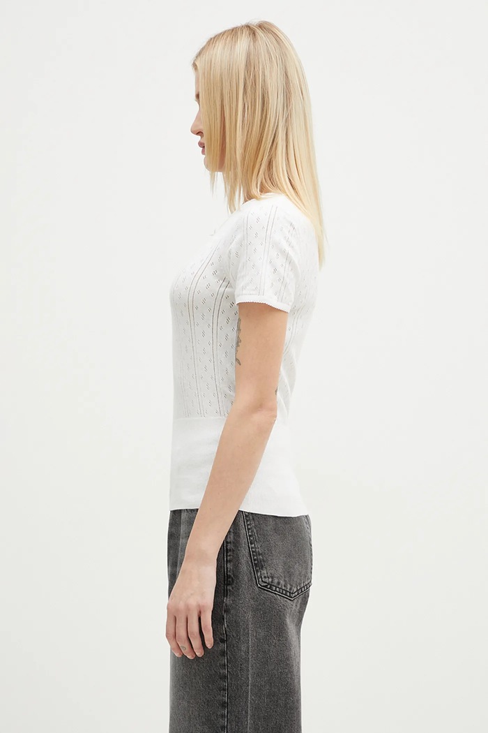 Μπλούζα από κασμίρ JW Anderson Pointelle Cap Sleeve Top KW1276.YN0389.001 λευκό AW24