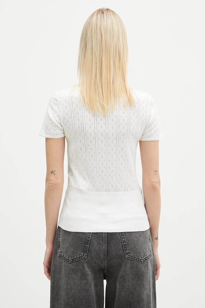 Ρούχα Μπλούζα από κασμίρ JW Anderson Pointelle Cap Sleeve Top KW1276.YN0389.001 λευκό