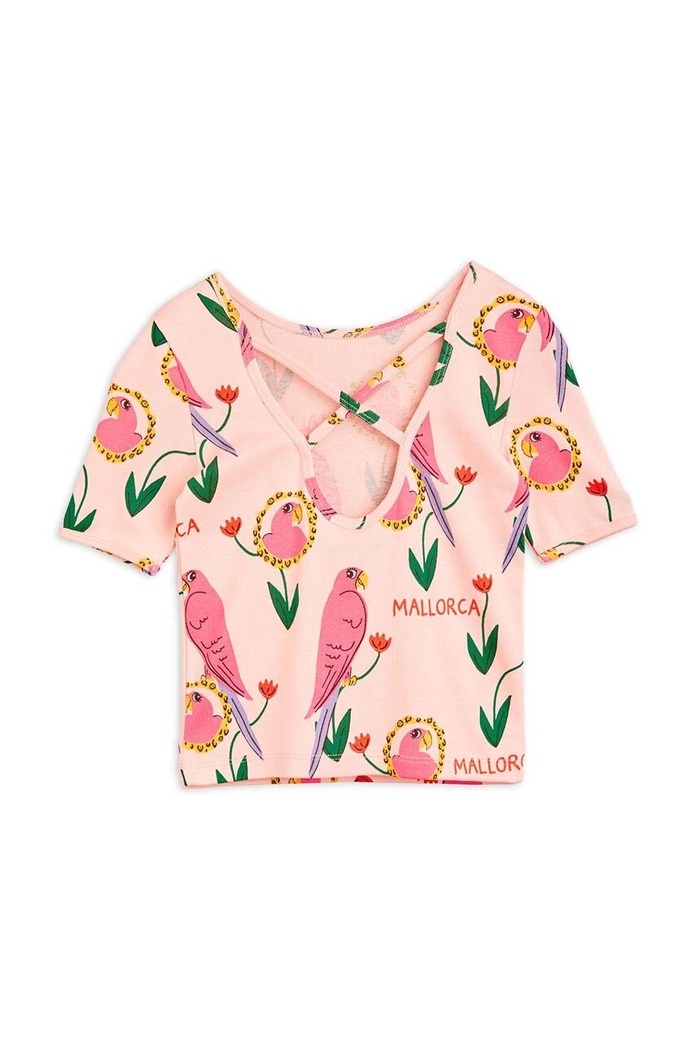 Dziewczynka Mini Rodini t-shirt bawełniany dziecięcy Parrots 2462013028 różowy