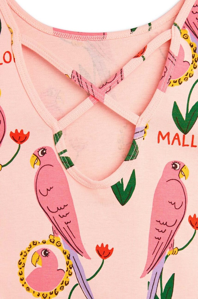 Mini Rodini t-shirt bawełniany dziecięcy Parrots różowy 2462013028