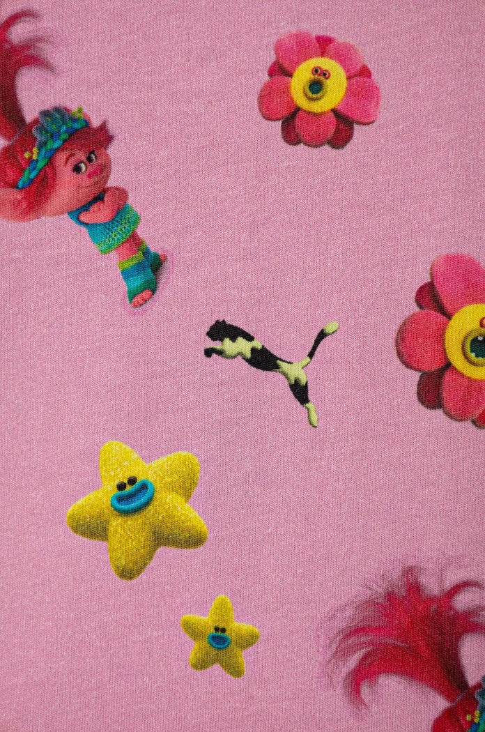 DÍVKA Dětské bavlněné tričko Puma X TROLLS Elongated Tee 627381 růžová