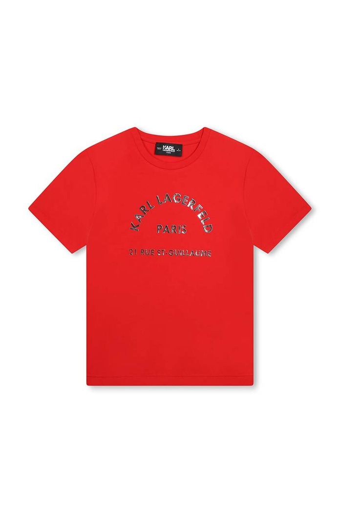 Karl Lagerfeld T-shirt bawełniany dziecięcy Z30205.156.162 czerwony AW24