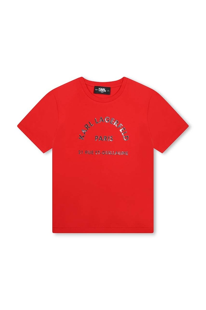Karl Lagerfeld T-shirt bawełniany dziecięcy Z30205.156.162 czerwony AW24