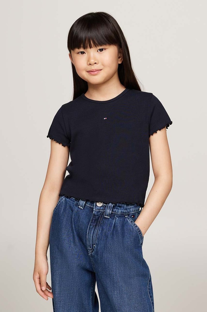 DÍVKA Dětské bavlněné tričko Tommy Hilfiger KG0KG08138.9BYH.104.122 námořnická modř