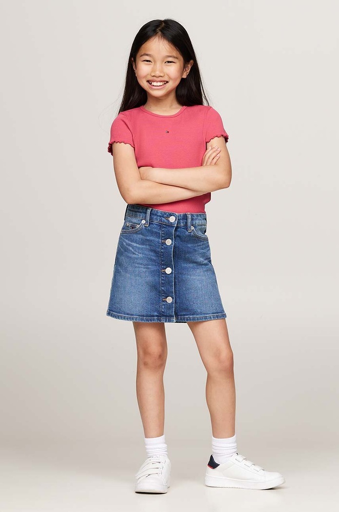 Tommy Hilfiger t-shirt bawełniany dziecięcy różowy KG0KG08138.9BYH.128.176