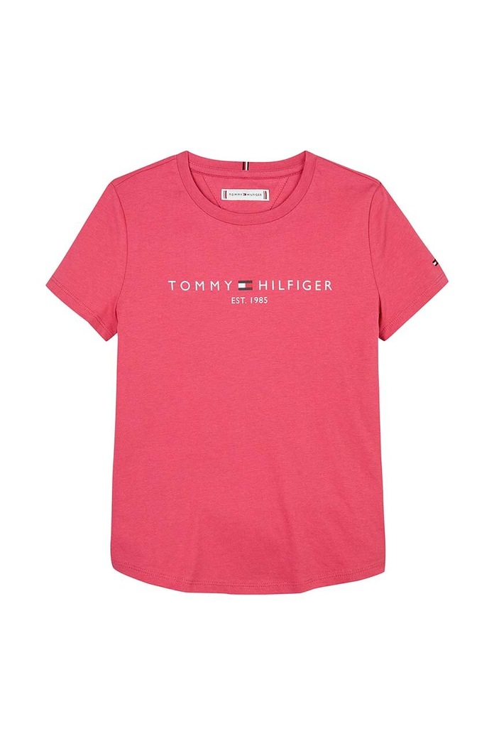 Παιδικό βαμβακερό μπλουζάκι Tommy Hilfiger KG0KG05242.9BYH.74.122 ροζ AW24