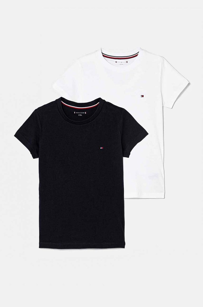 Bavlněné dětské tričko Tommy Hilfiger 2-pack kulatý bílá UG0UG00307.9BYH