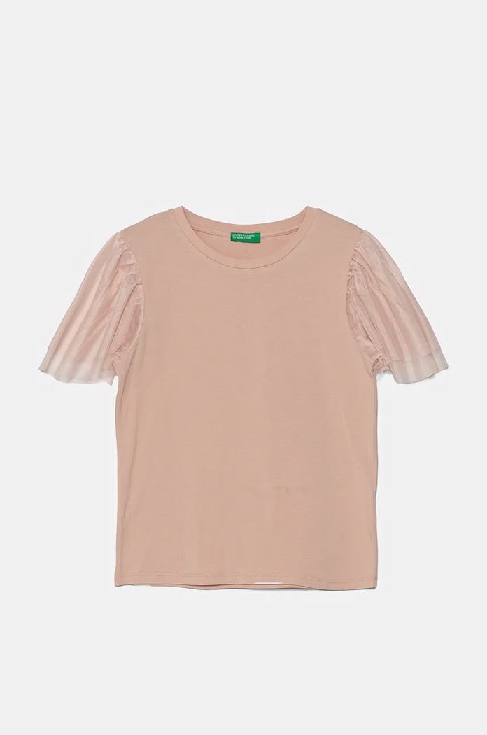 Dětské tričko United Colors of Benetton s elastanem růžová 3Q8DC10LW.G.Seasonal