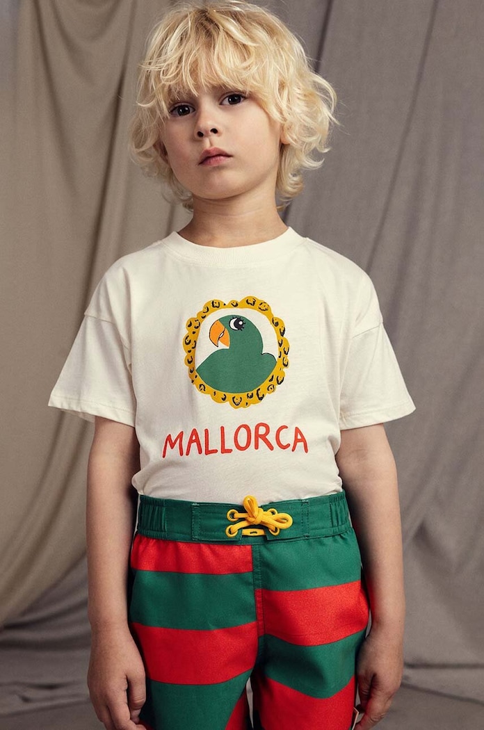 Mini Rodini T-shirt bawełniany dziecięcy Parrot beżowy 2462012211