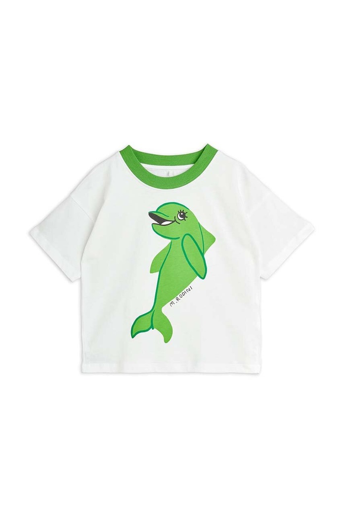 Mini Rodini Tricou de bumbac pentru copii Dolphin 2462012775 alb AW24
