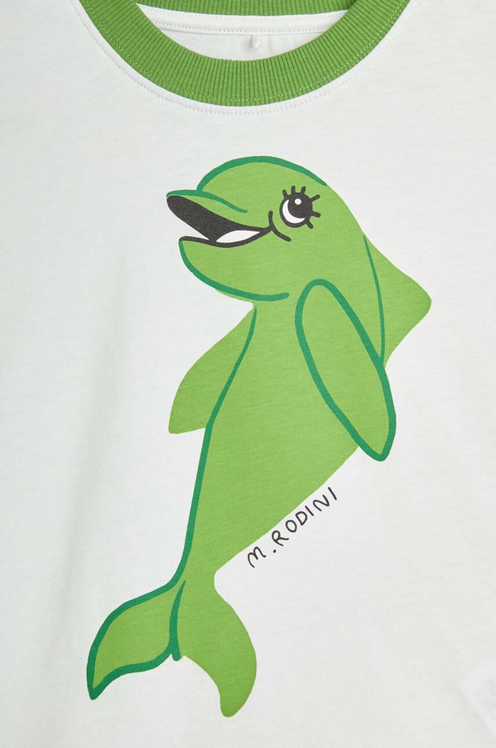 Tricou de bumbac pentru copii Dolphin Mini Rodini 2462012775 alb