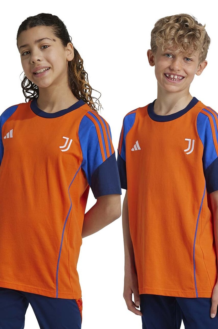 adidas Performance T-shirt bawełniany dziecięcy JUVE TEEY pomarańczowy IS5806