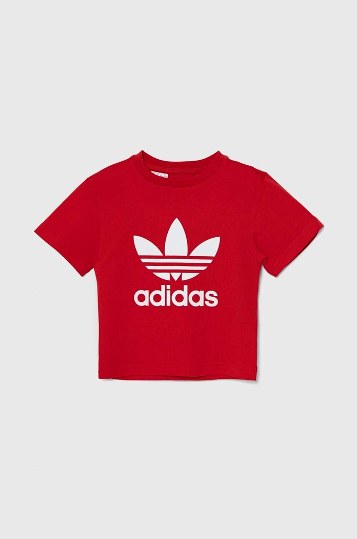 Dětské bavlněné tričko adidas Originals TREFOIL TEE IY2387 červená AW24