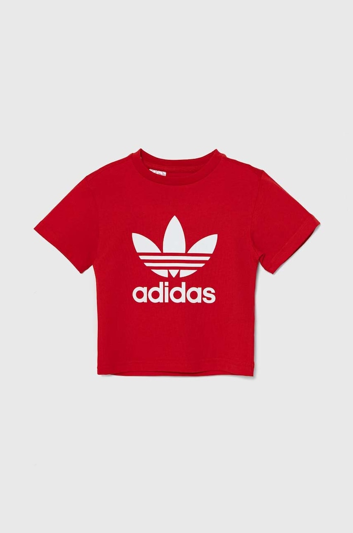 Dětské bavlněné tričko adidas Originals TREFOIL TEE IY2387 červená AW24