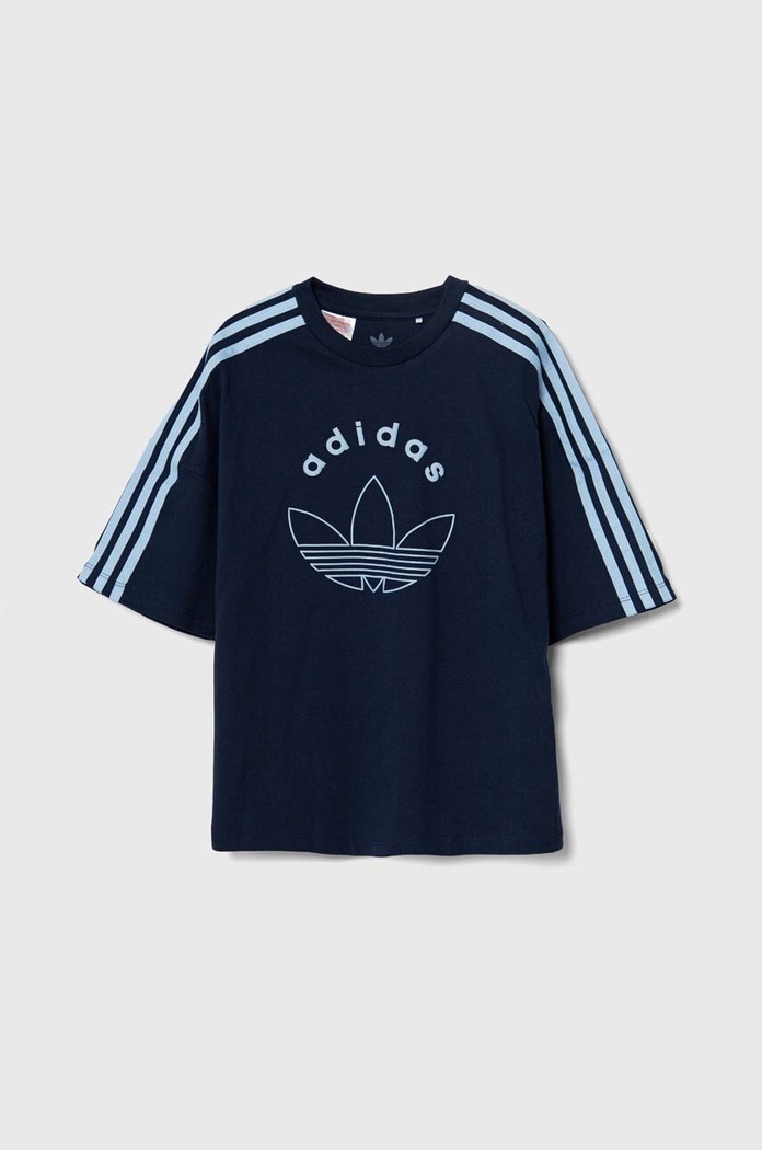 Дитяча бавовняна футболка adidas Originals IZ4549 темно-синій AW24