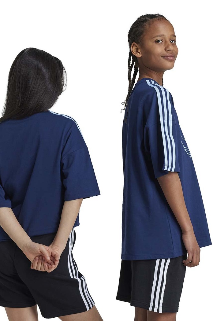 Дитяча бавовняна футболка adidas Originals IZ4549 темно-синій