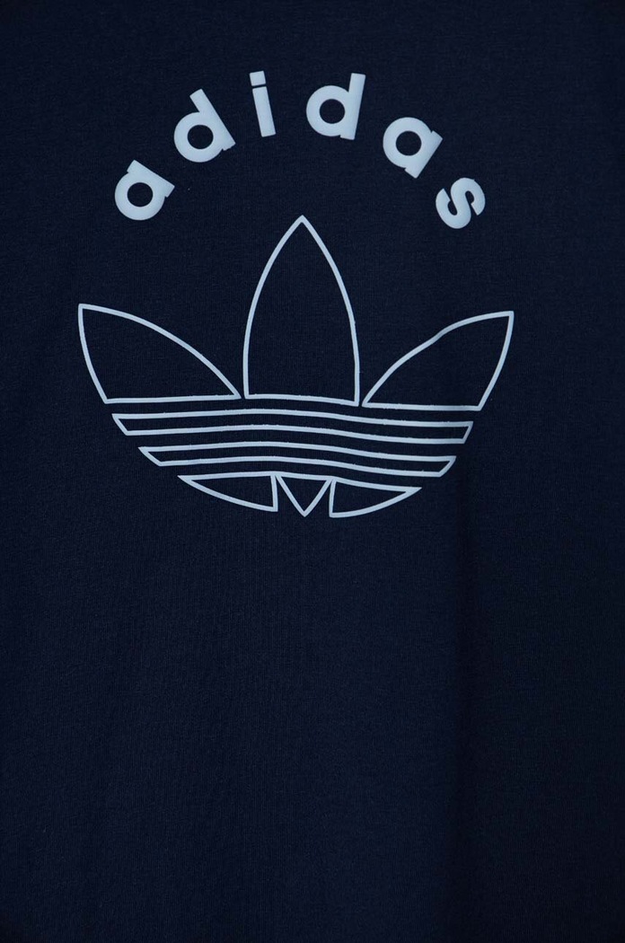 Дитяча бавовняна футболка adidas Originals темно-синій IZ4549