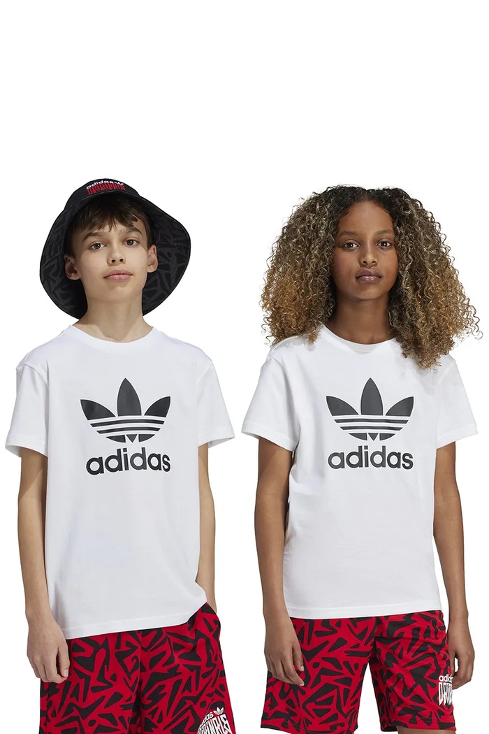 Дитяча бавовняна футболка adidas Originals TREFOIL TEE бавовна білий JE0516