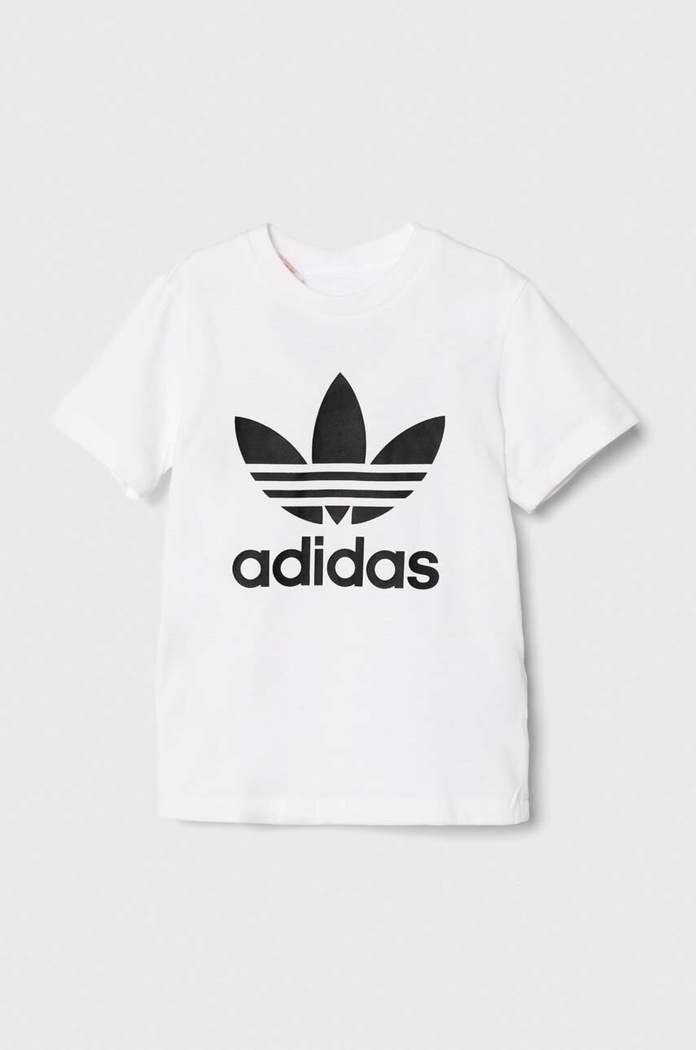 adidas Originals t-shirt bawełniany niemowlęcy TREFOIL TEE nadruk biały JE0520