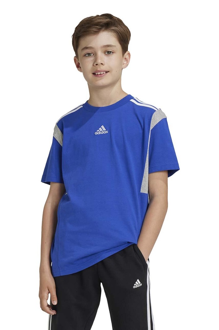 adidas T-shirt bawełniany dziecięcy B T CB granatowy JH1080