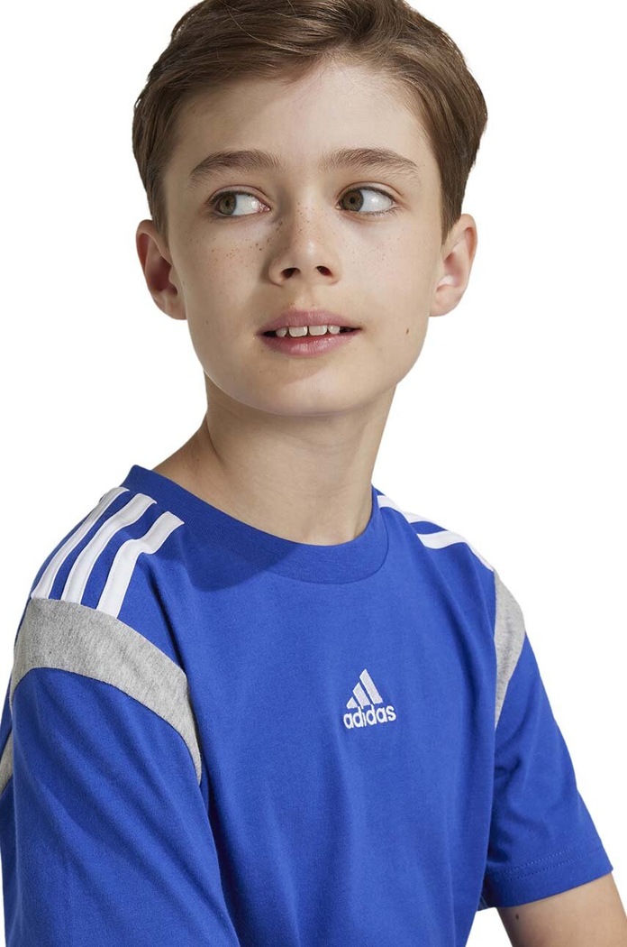 T-shirt bawełniany dziecięcy B T CB adidas granatowy JH1080