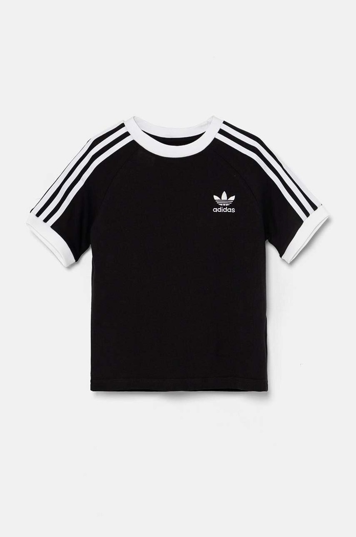 Dětské bavlněné tričko adidas Originals 3STRIPES TEE IX7626 černá AW24