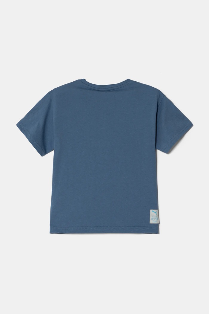Puma T-shirt bawełniany dziecięcy X PLAYMOBIL 627394 niebieski AW24