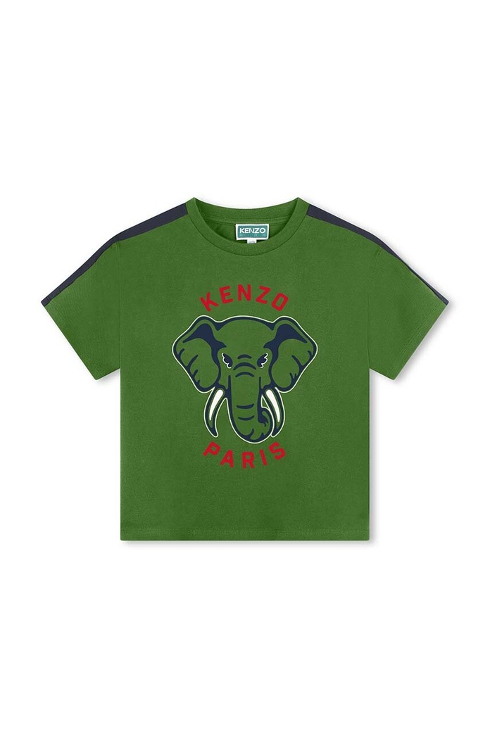 Παιδικό βαμβακερό μπλουζάκι Kenzo Kids στάμπα πράσινο K60745.114.150