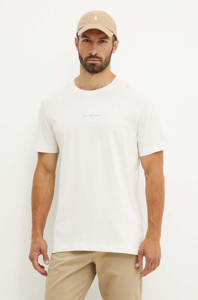 Oblečenie Bavlnené tričko Calvin Klein Jeans J30J325649 béžová