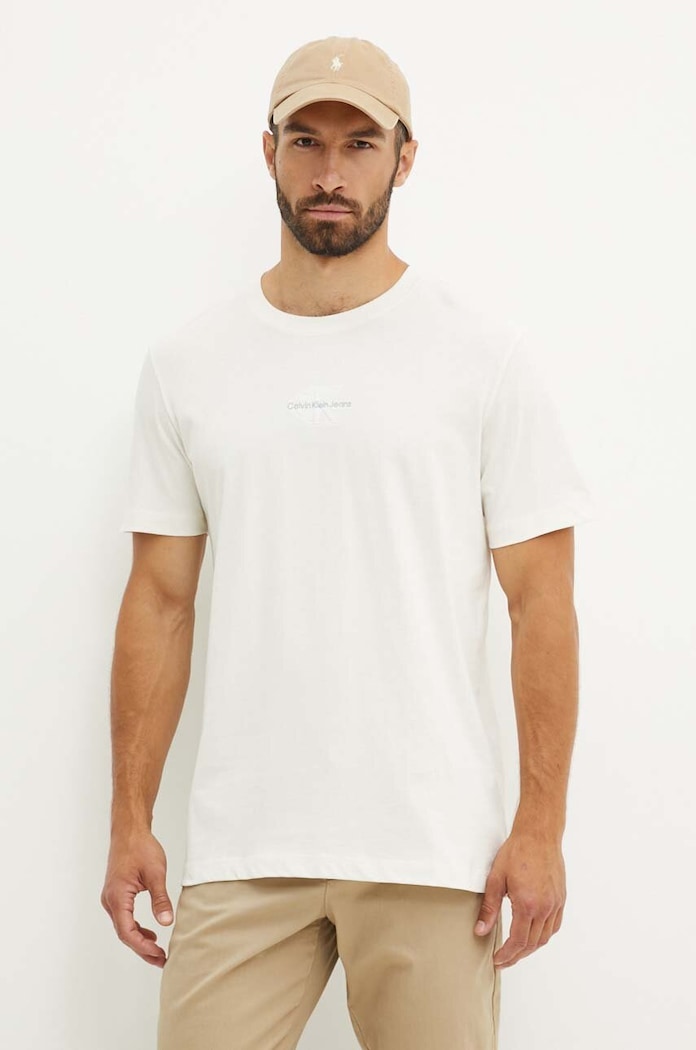 Oblečenie Bavlnené tričko Calvin Klein Jeans J30J325649 béžová