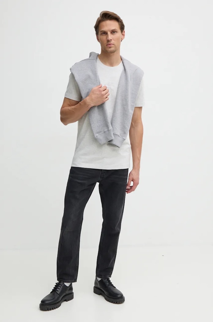 Pamučna majica Calvin Klein Jeans J30J325649 siva SS25