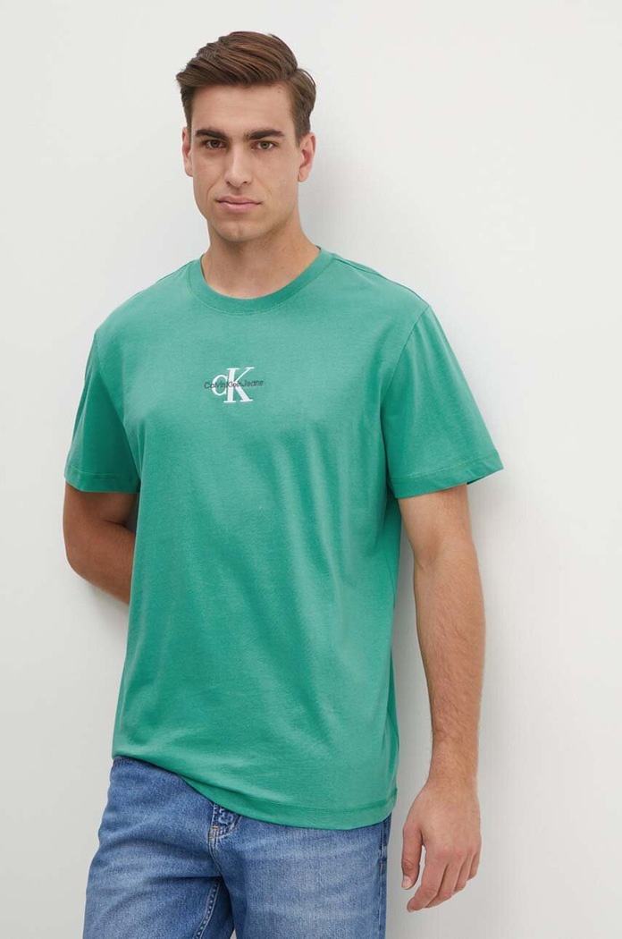 Calvin Klein Jeans t-shirt bawełniany regular zielony J30J325649