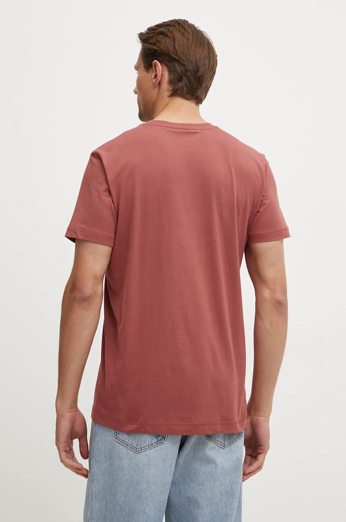 Bavlněné tričko Calvin Klein Jeans J30J325649 burgundské SS25
