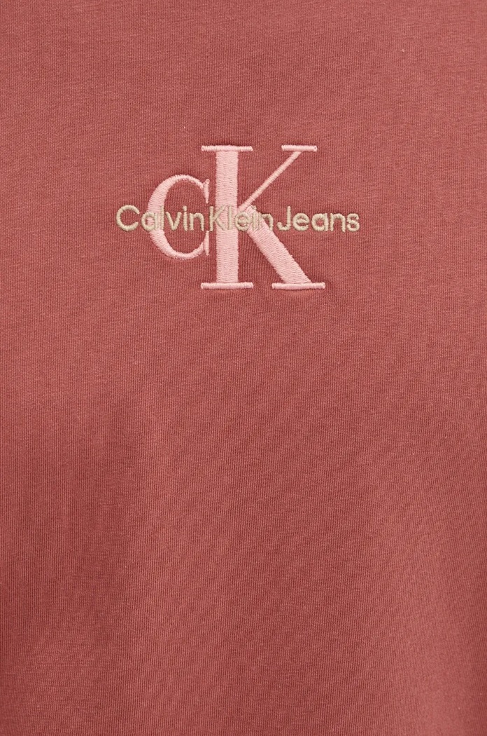 Bavlněné tričko Calvin Klein Jeans burgundské J30J325649