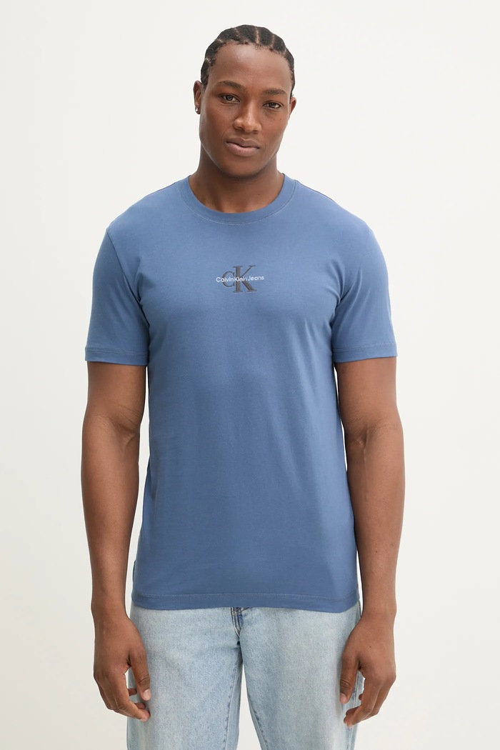Pamučna majica Calvin Klein Jeans pamuk plava J30J325649
