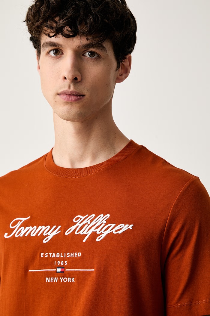 Tommy Hilfiger тениска мъжка от памук оранжев MW0MW33691