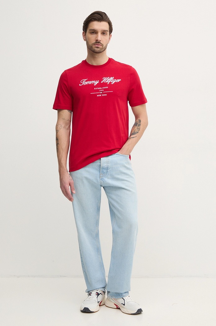 Bavlnené tričko Tommy Hilfiger MW0MW33691 červená SS26