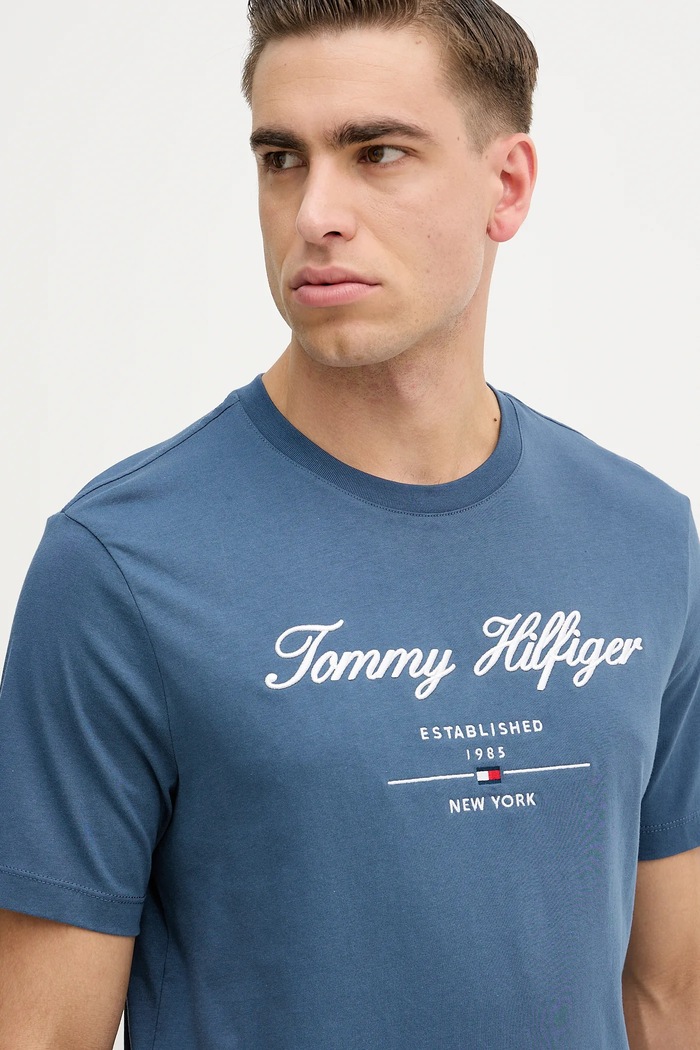 Bavlněné tričko Tommy Hilfiger modrá MW0MW33691