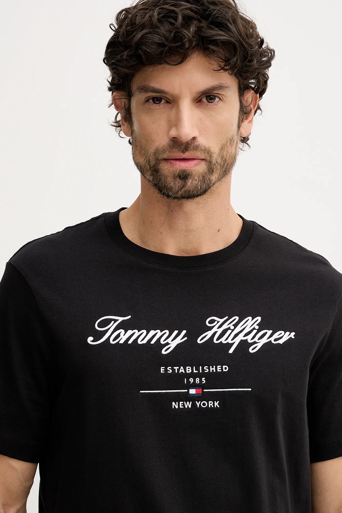 Bombažna kratka majica Tommy Hilfiger črna MW0MW33691