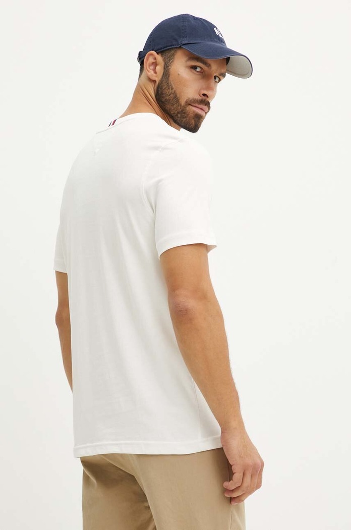 Βαμβακερό μπλουζάκι Tommy Hilfiger MW0MW36210 μπεζ AW24