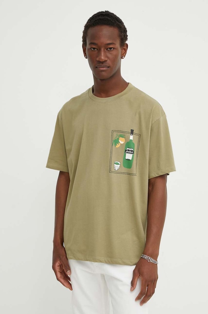 Les Deux t-shirt bawełniany zielony LDM101174