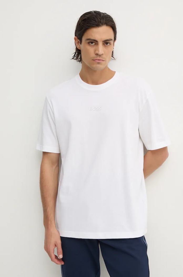 BOSS Green tricou bărbați de bumbac Tee 10 print bej 50519368