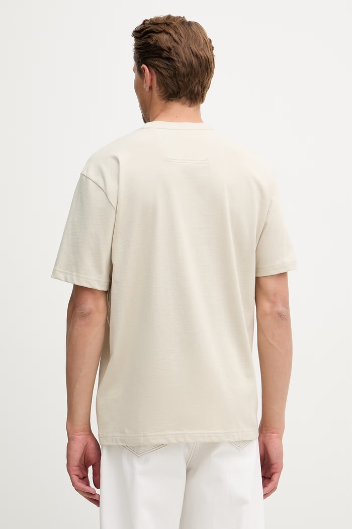 Ρούχα BOSS Green t-shirt ανδρικό βαμβακερό Tee 10 50519368 μπεζ