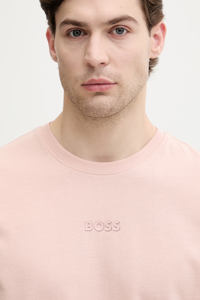 BOSS Green tričko pánske bavlnené Tee 10 ružová 50519368