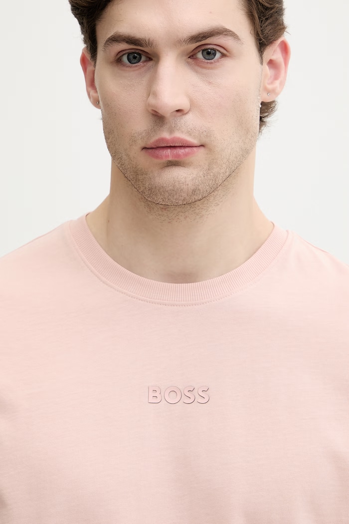 BOSS Green tričko pánske bavlnené Tee 10 ružová 50519368