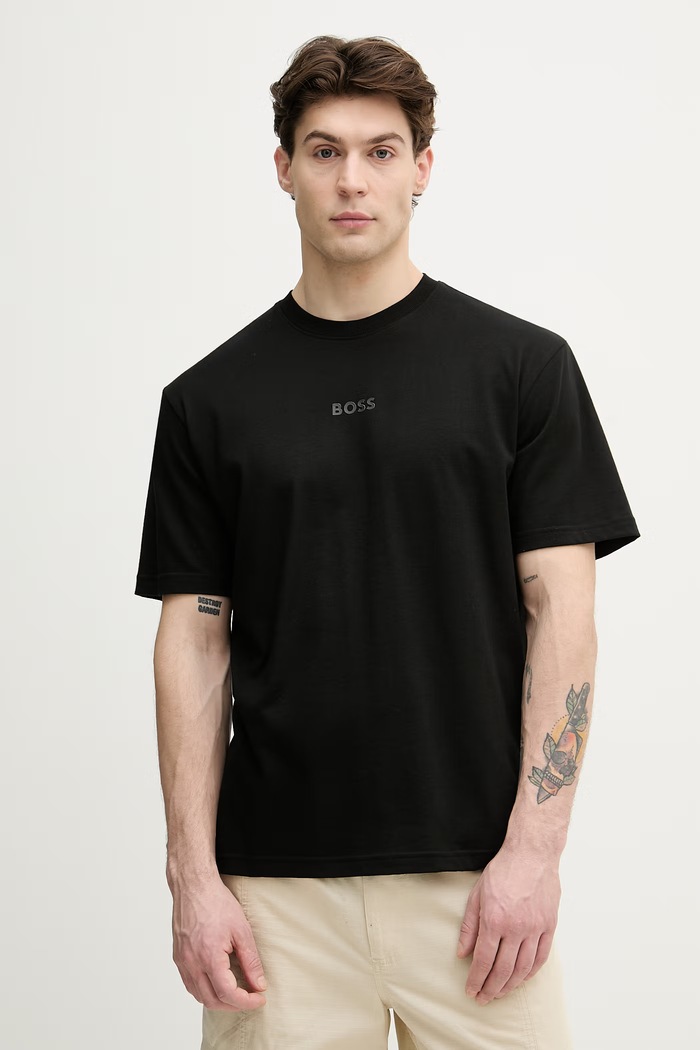 BOSS Green kratka majica moška bombažna Tee 10 črna 50519368