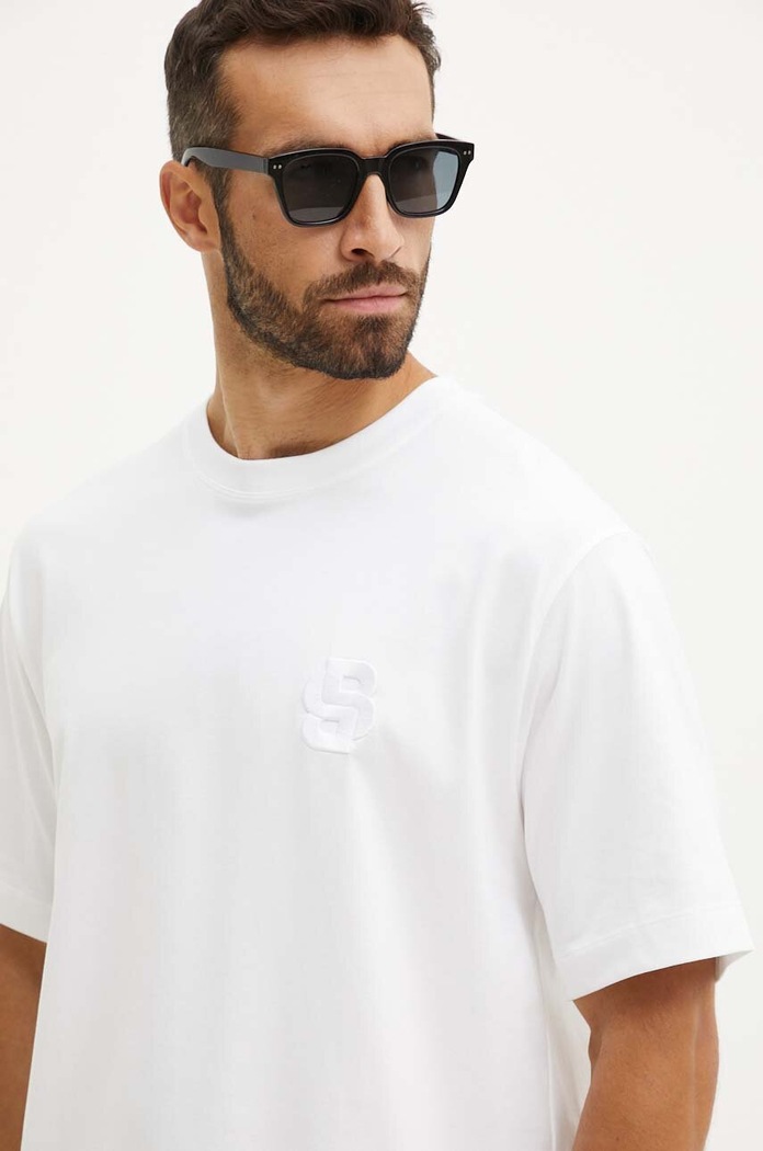 BOSS t-shirt bawełniany aplikacja biały 50518743